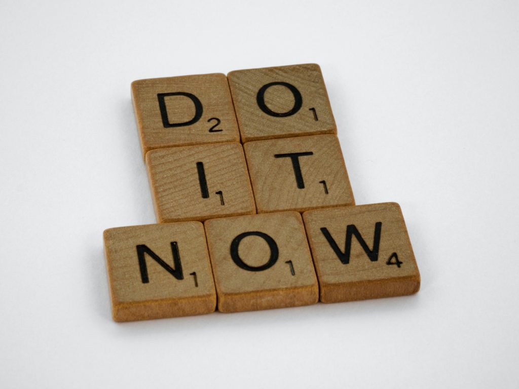 Scrabble blocks spelling the words "do it now" | OpenAsset