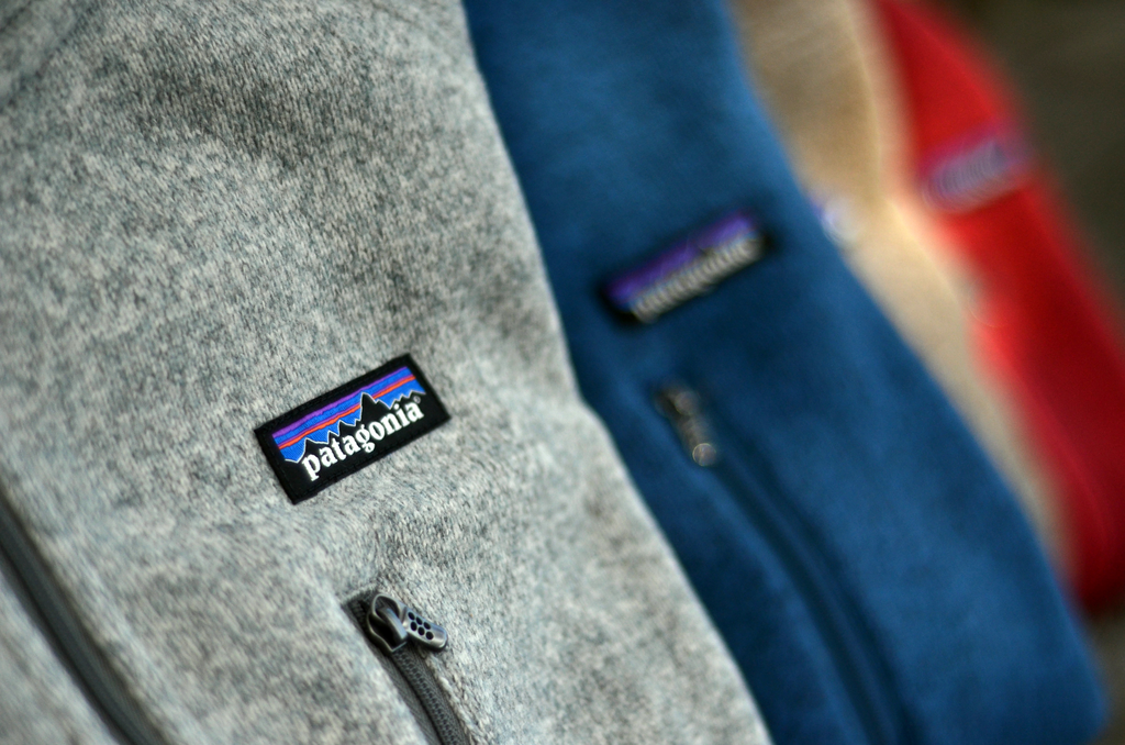 Patagonia logo on grey fleece | OpenAsset