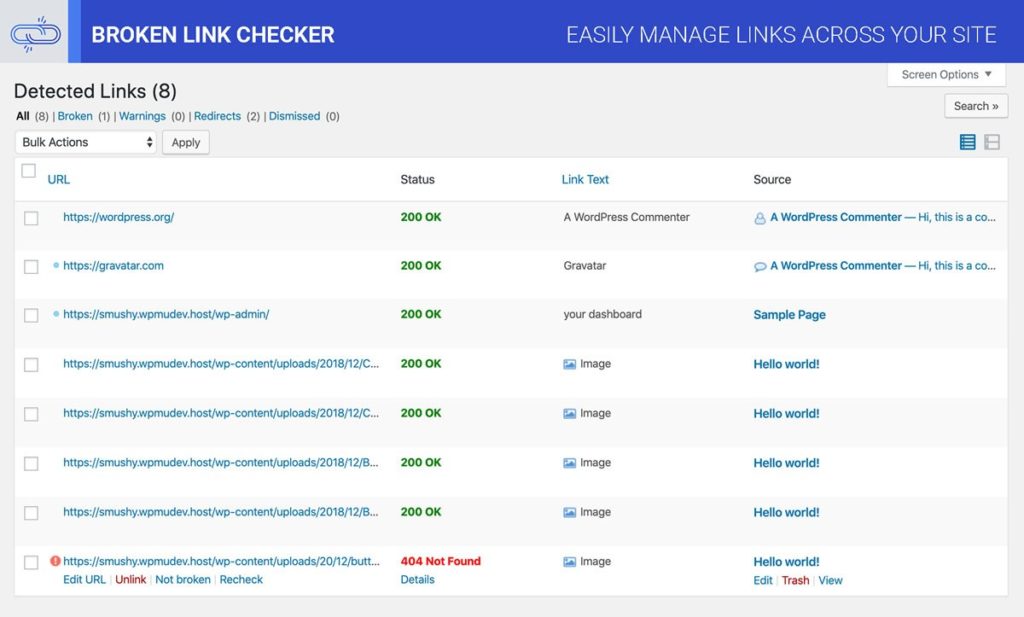 Screenshot of Broken Link Checker Tool 