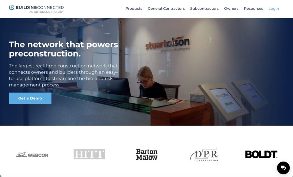 BuildingConnected homepage screenshot