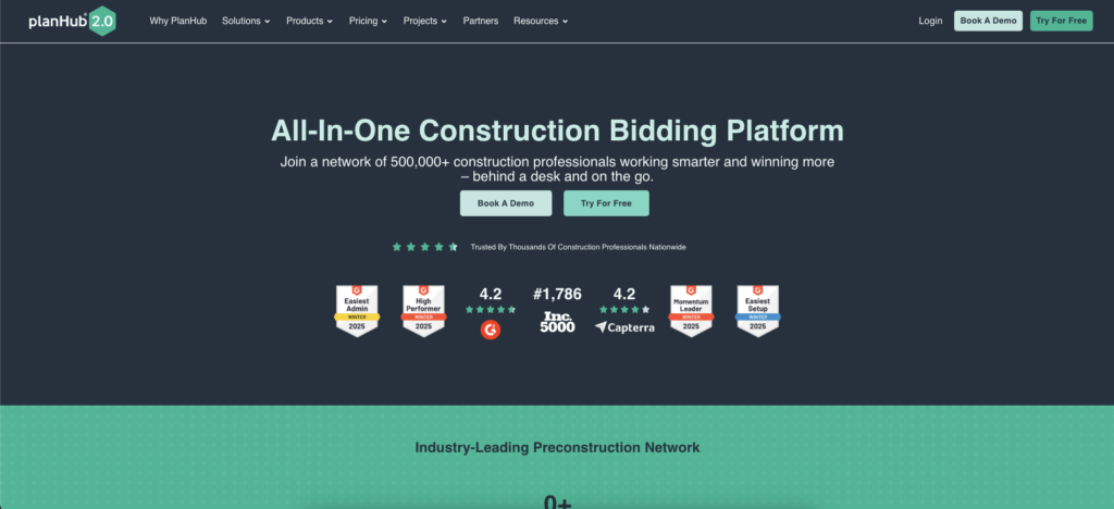 planHub homepage screenshot