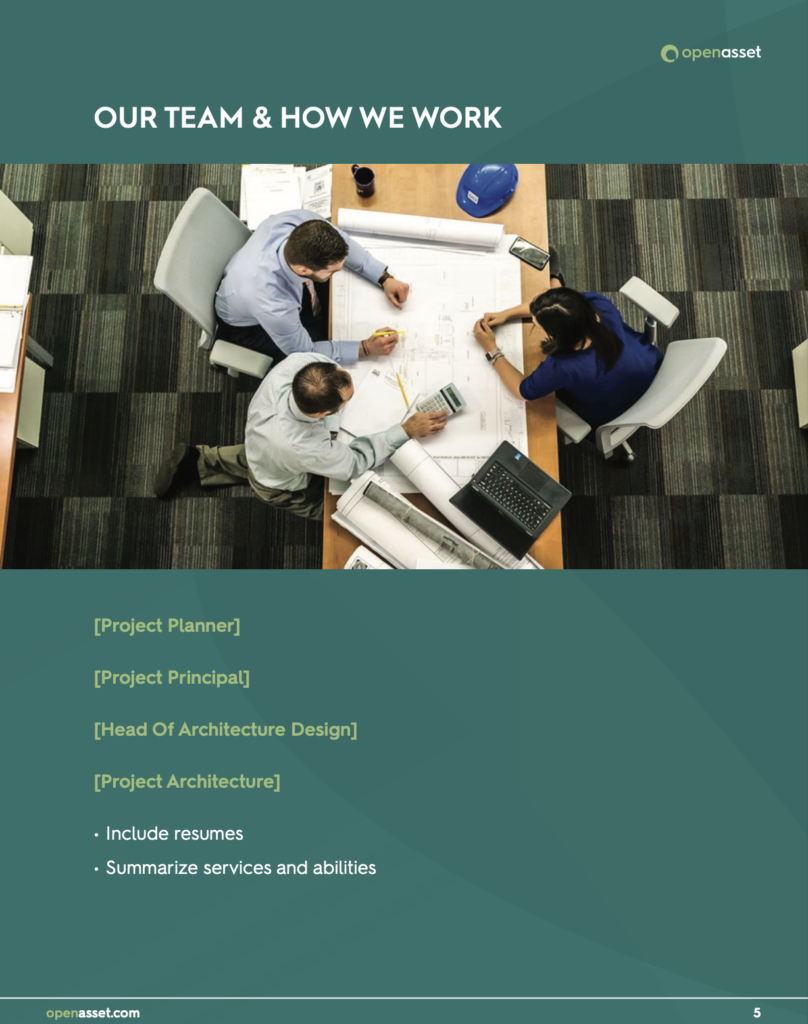 Proposal example of "our team & how we work" 