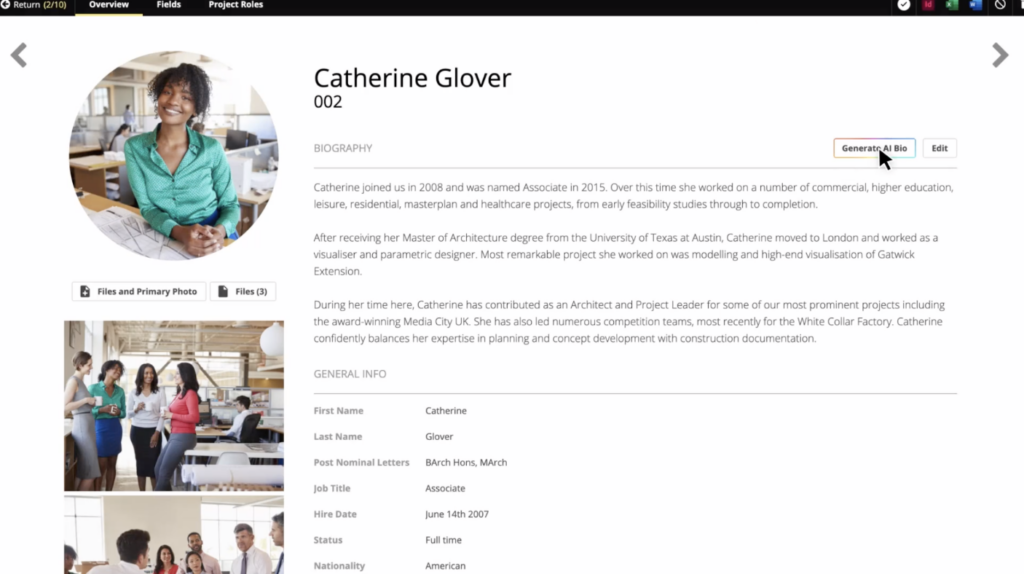 Using generative AI to create employee bios in RFP resume