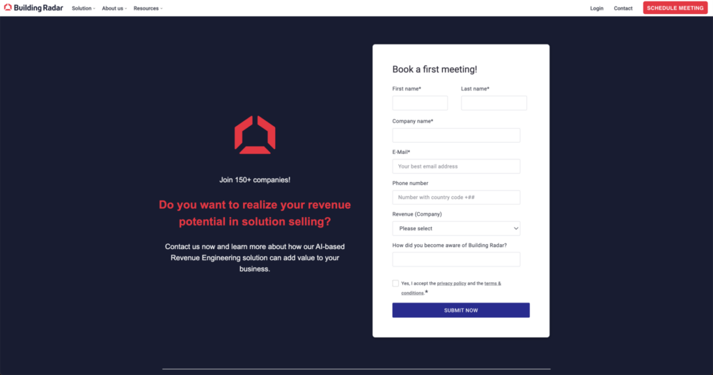 Building Radar fill out form