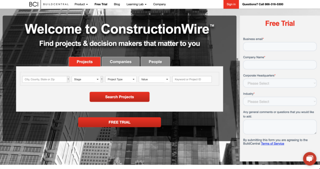ConstructionWire homepage