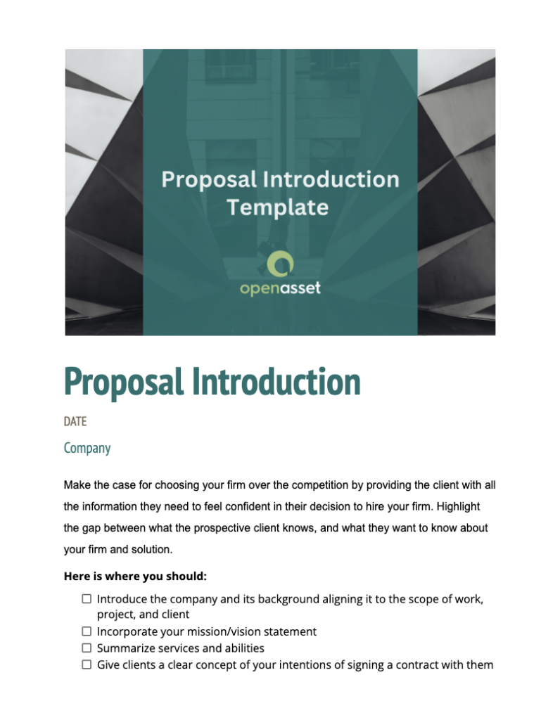 Proposal introduction template