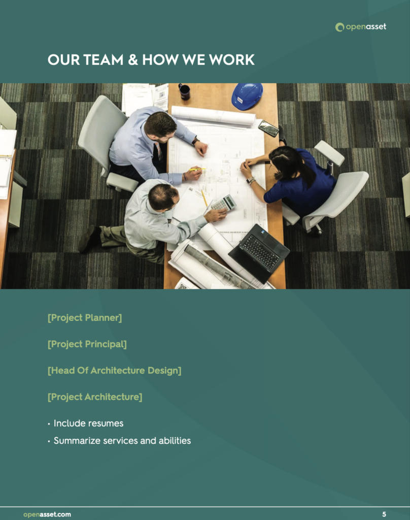 Proposal example of "our team & how we work"