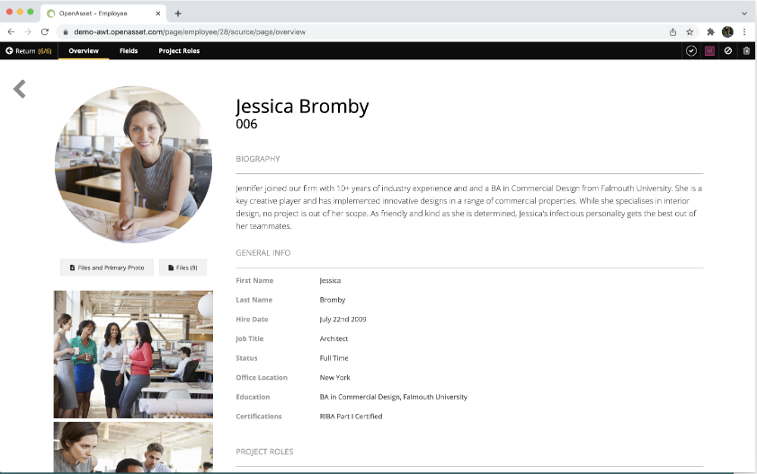 RFP resume example in OpenAsset
