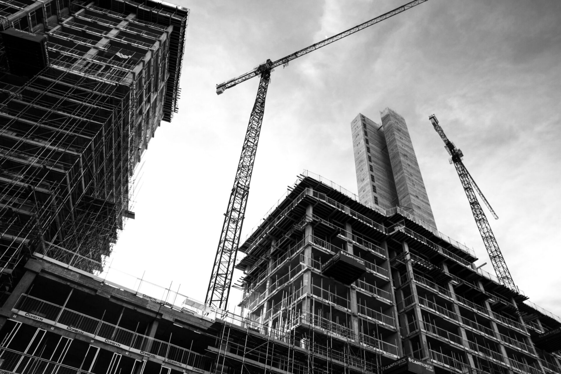 Construction site with tower crane | OpenAsset