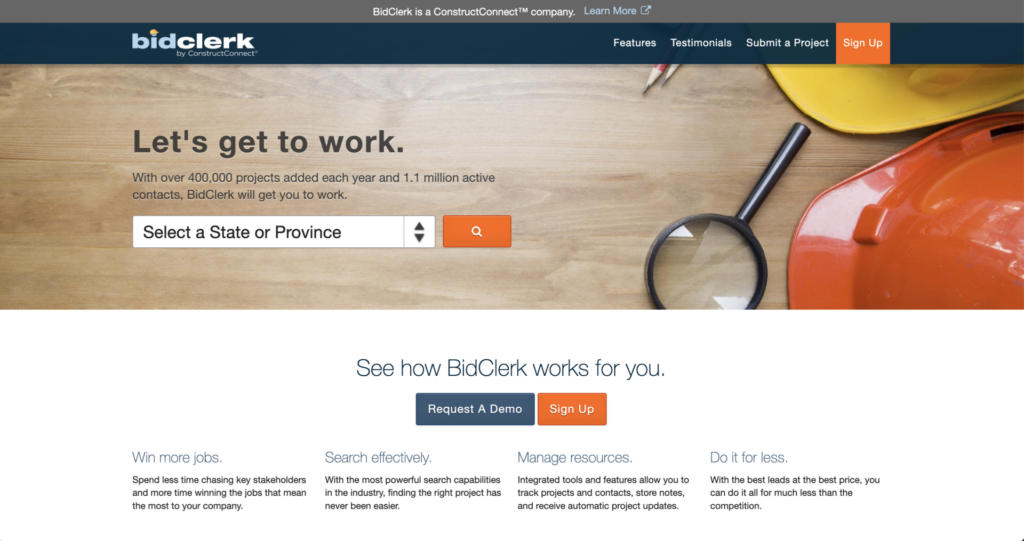 bidclerk homepage
