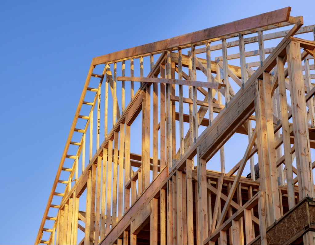 framed home under construction
