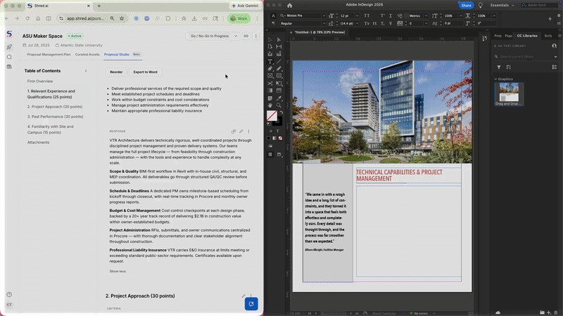Shred.AI drag and drop for InDesign functionality GIF